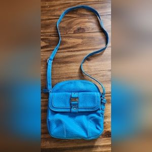 Rosetti blue faux leather cross body shoulder purse with  multiple pockets